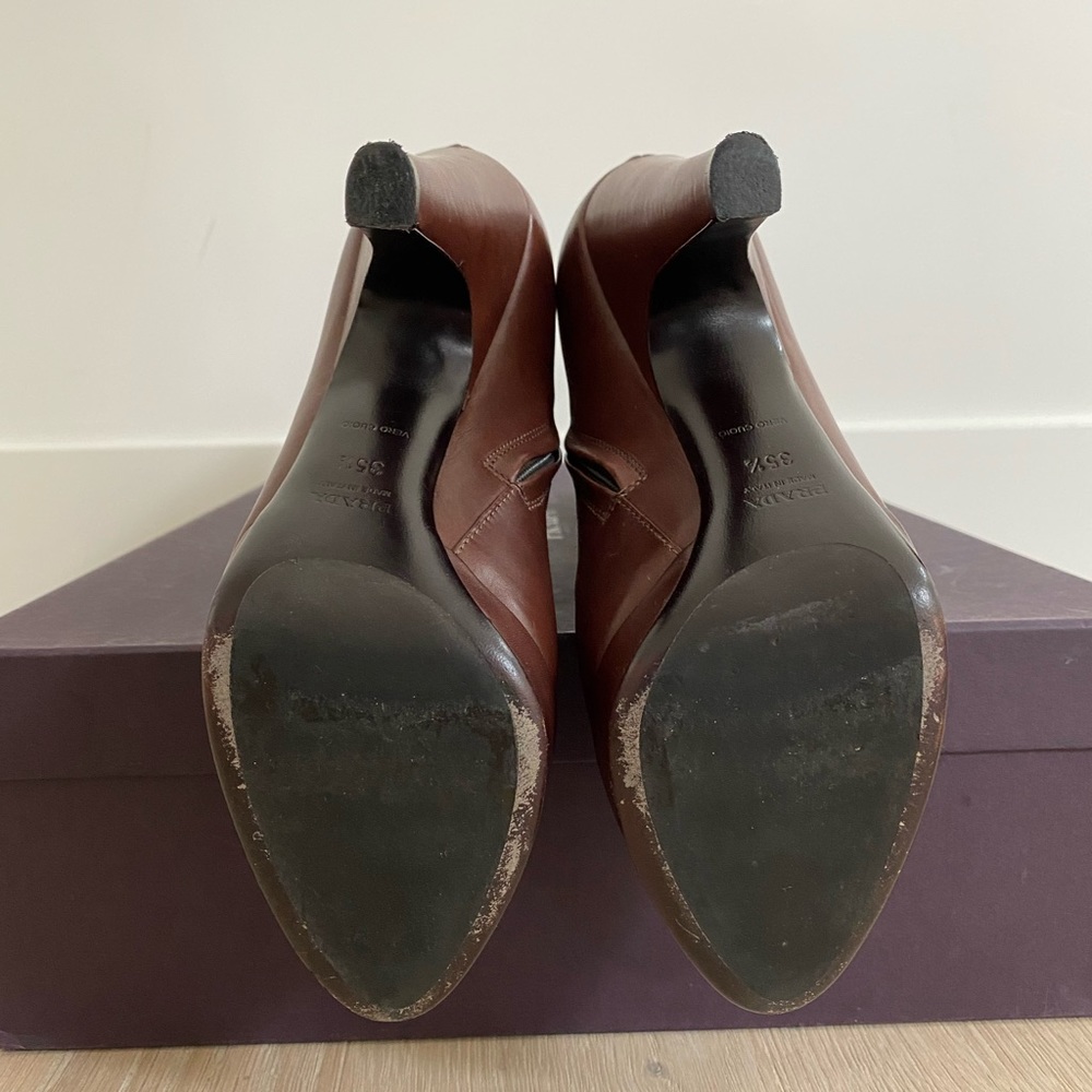 PRADA Calzature Donna Knee High Brown Boots 5.5 - Picture 6 of 7